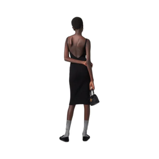 Miu Miu Sleeveless Ribbed-Knit Midi Dress