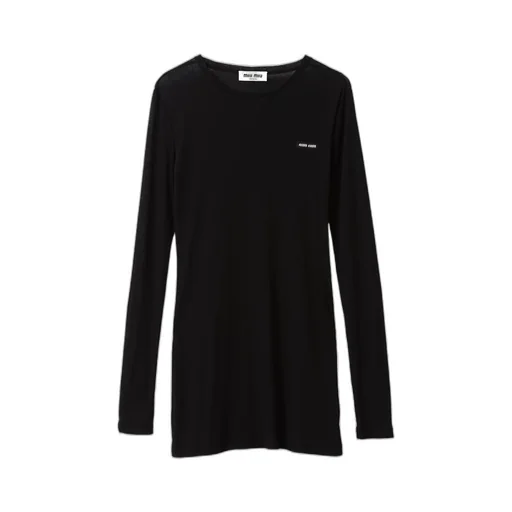 Miu Miu Logo-Patch Long-Sleeved Dress
