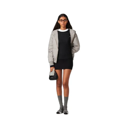 Miu Miu Logo-Patch Long-Sleeved Dress