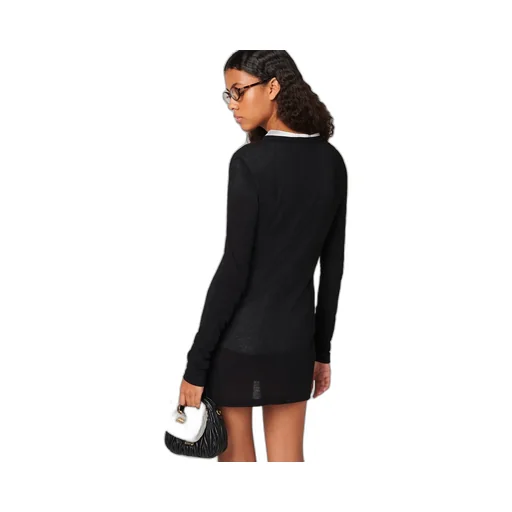 Miu Miu Logo-Patch Long-Sleeved Dress