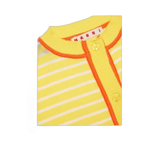 Marni Kids Logo Patch Striped Cardigan