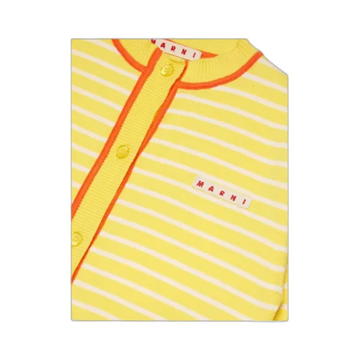 Marni Kids Logo Patch Striped Cardigan
