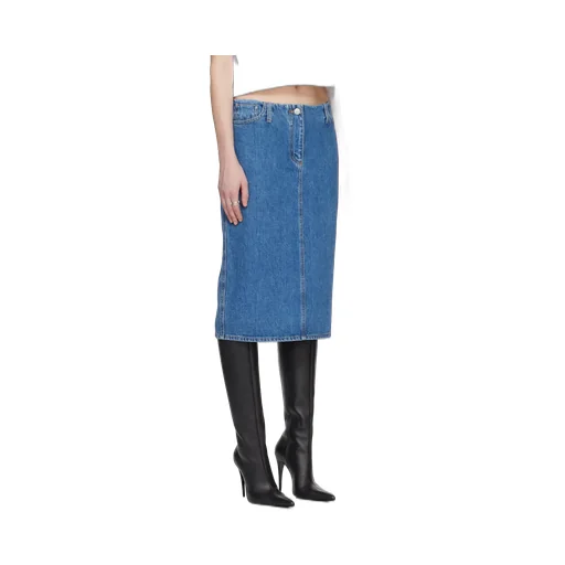 Magda Butrym Straight Hem Midi Denim Pencil Skirt