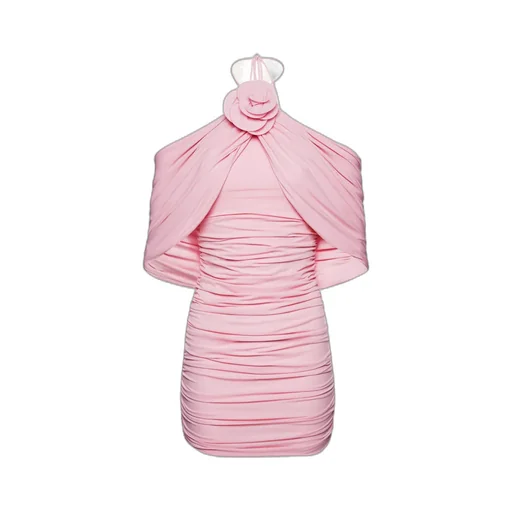 Magda Butrym Ruched Flower Appliqué Wrapped Dress