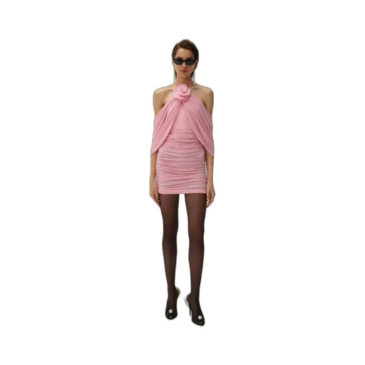 Magda Butrym Ruched Flower Appliqué Wrapped Dress