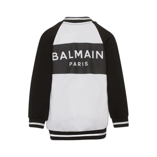 Balmain Kids Logo-Printed V-Neck Striped Cardigan