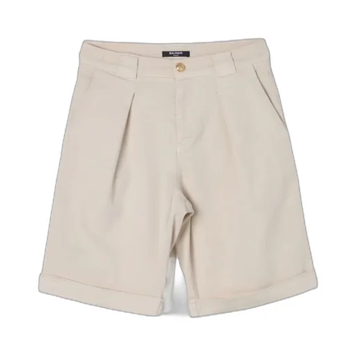 Balmain Kids Turn-Up Cuff Twill Tailored Shorts
