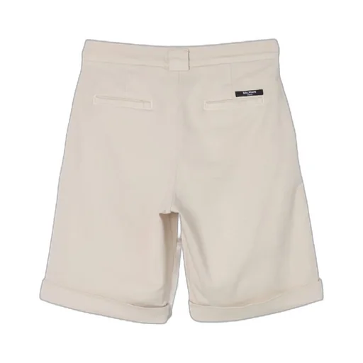 Balmain Kids Turn-Up Cuff Twill Tailored Shorts