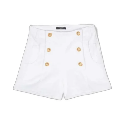 Balmain Kids High-Waist Denim Shorts