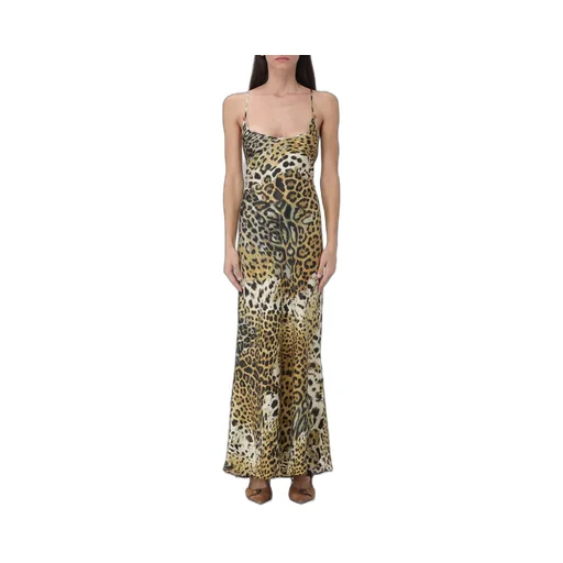 Roberto Cavalli Leopard Printed V-Neck Dress