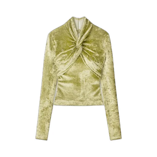 Nanushka Iride Twist-Front Crushed Velvet Top
