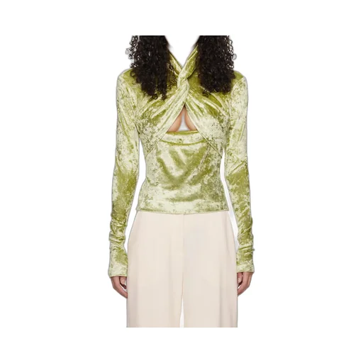 Nanushka Iride Twist-Front Crushed Velvet Top