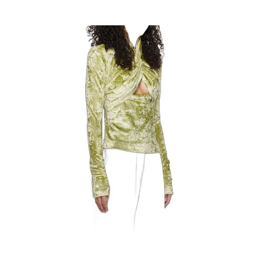 Nanushka Iride Twist-Front Crushed Velvet Top