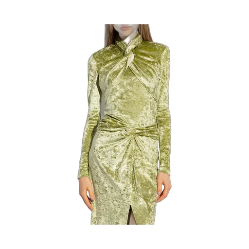 Nanushka Iride Twist-Front Crushed Velvet Top