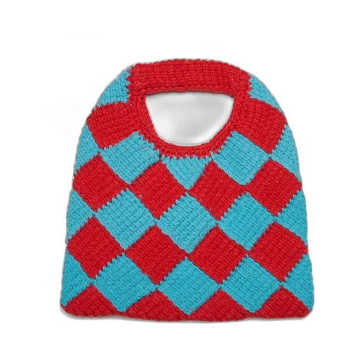 Marni Kids Logo Patch Checked Crochet Shoulder Bag