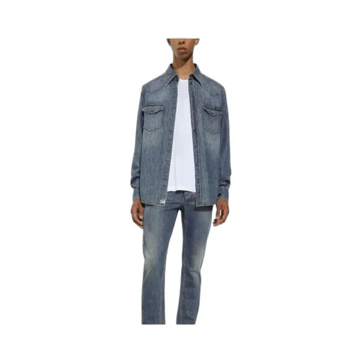 Dolce & Gabbana Logo Plaque Denim Shirt