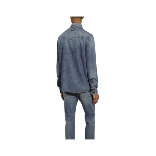 Dolce & Gabbana Logo Plaque Denim Shirt