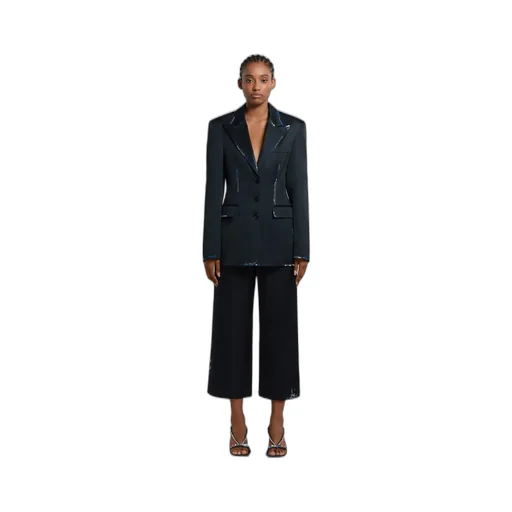 Black Duchesse Satin Jacket With Bead Mending
