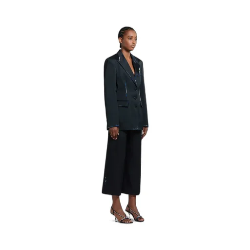 Black Duchesse Satin Jacket With Bead Mending