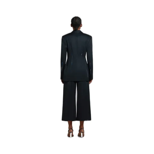 Black Duchesse Satin Jacket With Bead Mending