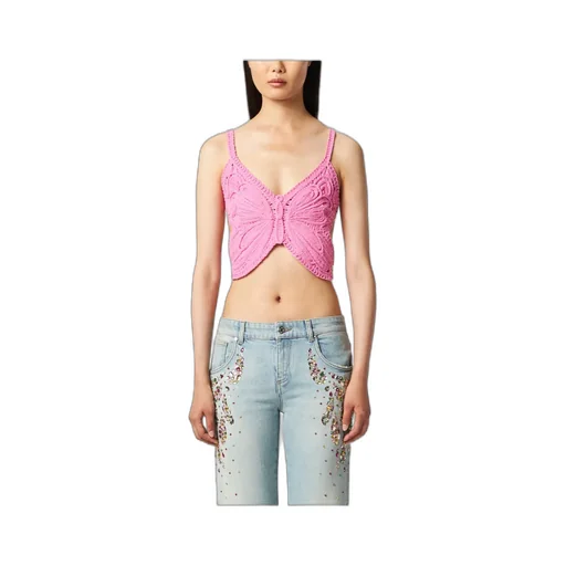 Blumarine Butterfly Cut-Out Detailed Cropped Top