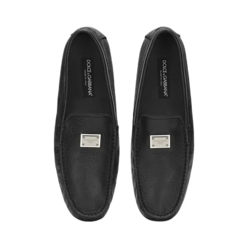 Dolce & Gabbana Logo Plaque Almond Toe Loafers