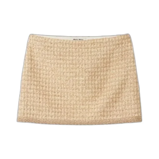 Miu Miu Logo-Patch Sequined Tweed Mini Skirt