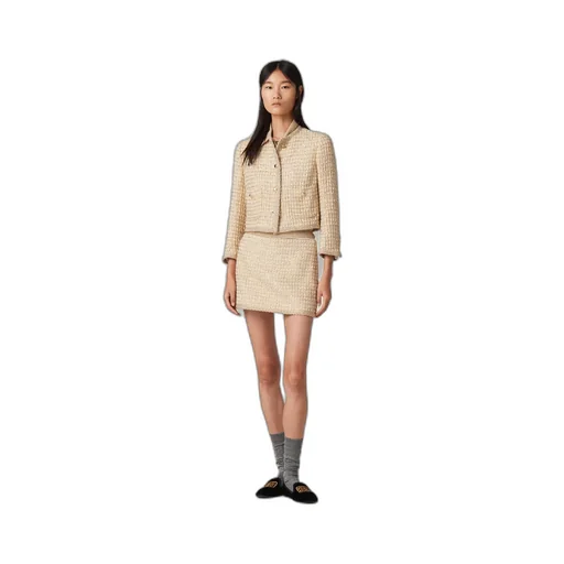 Miu Miu Logo-Patch Sequined Tweed Mini Skirt