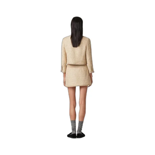 Miu Miu Logo-Patch Sequined Tweed Mini Skirt