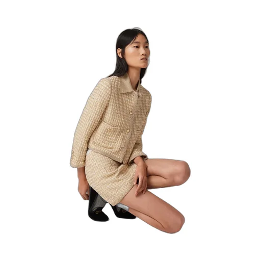 Miu Miu Logo-Patch Sequined Tweed Mini Skirt
