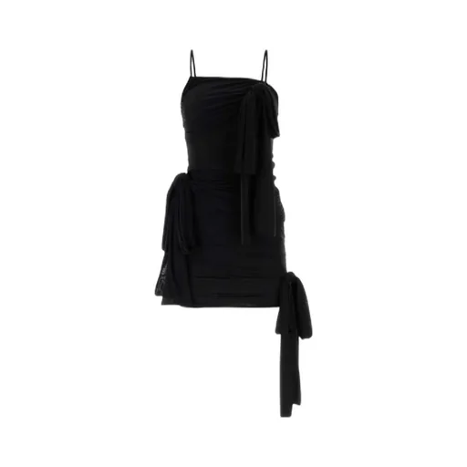 Blumarine Bow Embellished Asymmetric Hem Mini Dress
