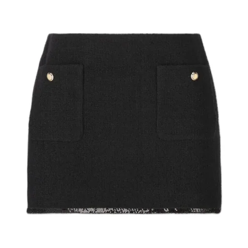 Wool Sequined Trimmed Skirt
