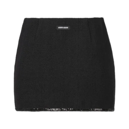 Wool Sequined Trimmed Skirt