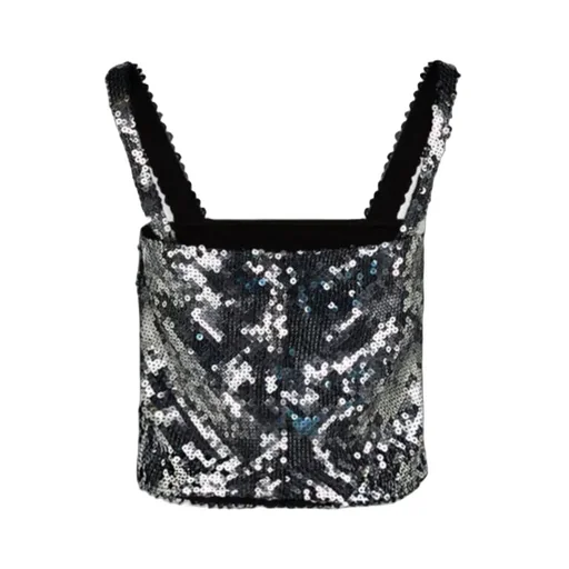 Sequin-Embellished Cropped Top