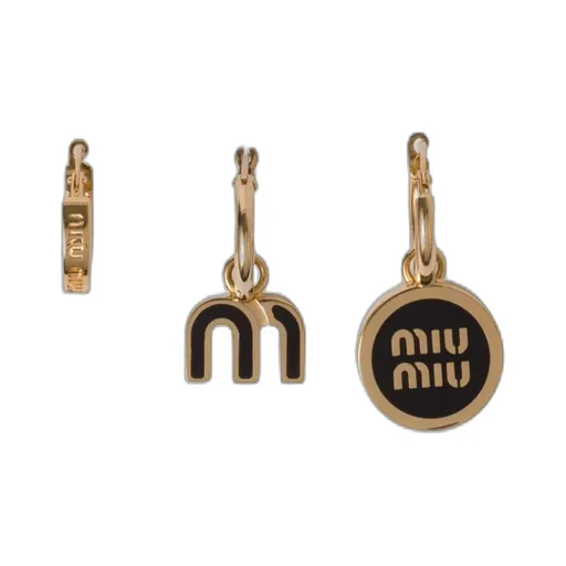 Miu Miu Set Of Three Clasp Fastened Hoop Earrings