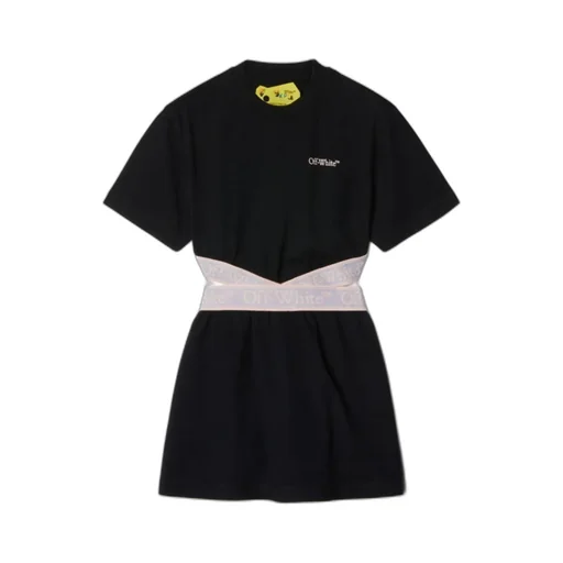 Off-White Kids Bookish Logo-Waistband Cut-Out Dress