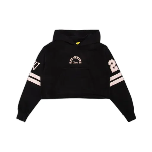 Off-White Kids Team 23 Logo Printed Cropped Hoodie
