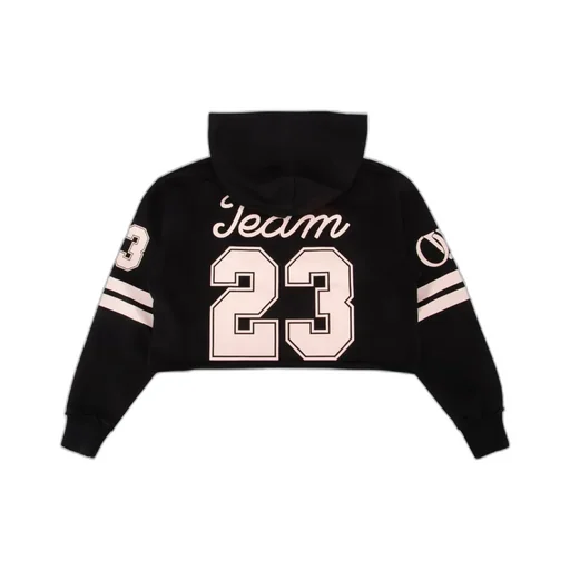 Off-White Kids Team 23 Logo Printed Cropped Hoodie