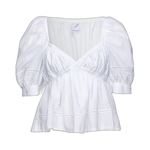 Pinko Sweetheart-Neck Ruched Cropped Blouse