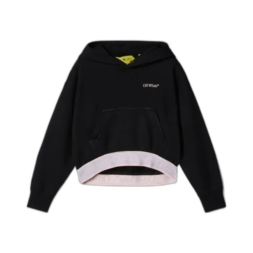 Off-White Kids Bookish Logo Printed Cropped Hoodie