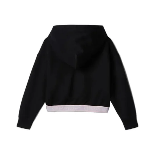 Off-White Kids Bookish Logo Printed Cropped Hoodie