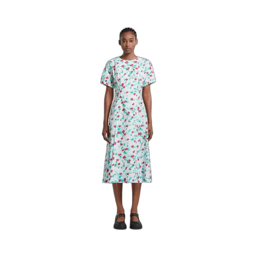 Marni Floral Printed Short-Sleeved Midi Dress