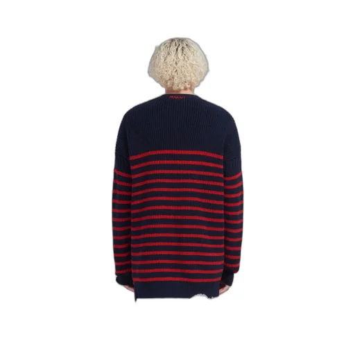 Marni Destroyed Striped Knit Cardigan