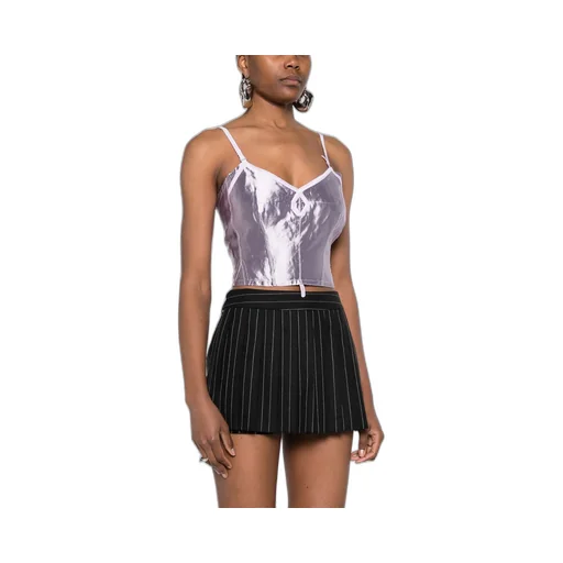 Metallic-Finish Cropped Top