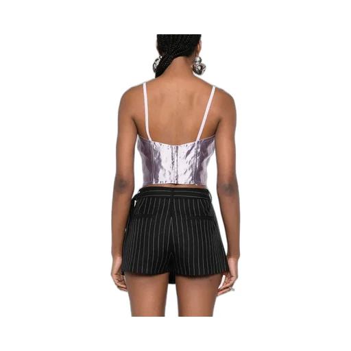 Metallic-Finish Cropped Top