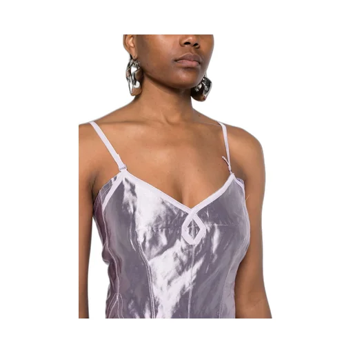 Metallic-Finish Cropped Top