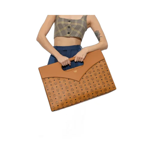 Mcm Diamond Logo Printed Shopper Bag