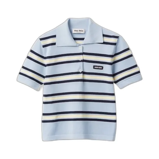 Striped Knitted Cotton Polo Shirt