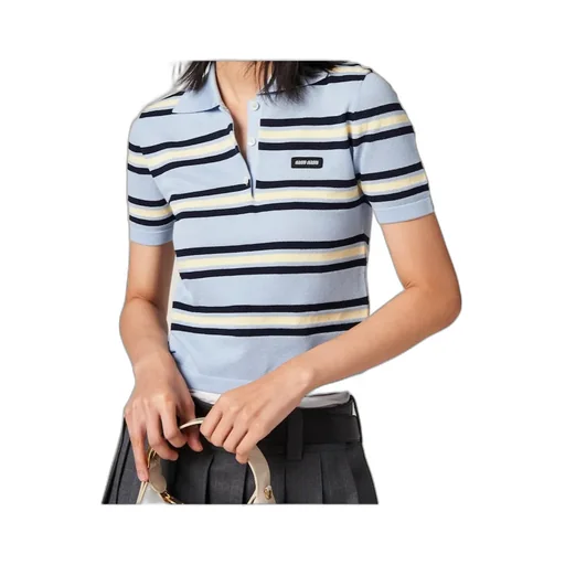 Striped Knitted Cotton Polo Shirt