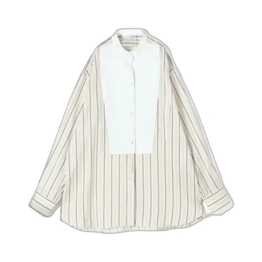 Stella Mccartney Curved Hem Panelled Striped Shirt